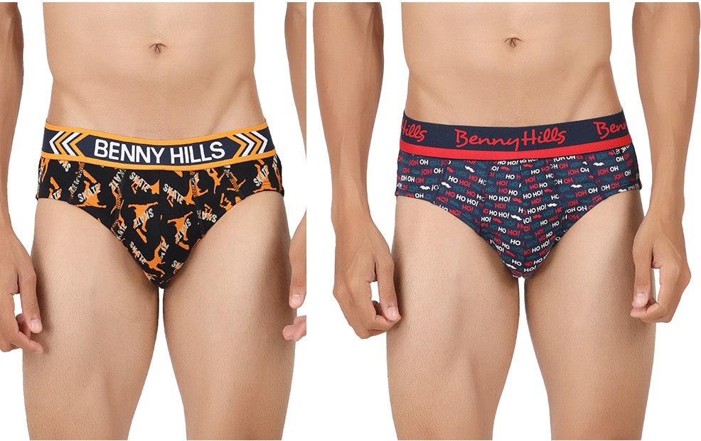 Benny Hills Printed Brief For Men, Pack of 1, Assorted Printed Colors