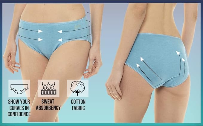 VIP Feelings Women's Bella Shimmer Elastic Plain Panty, Pack of 3, Assorted Colors