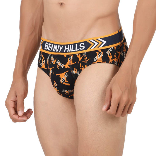 Benny Hills Printed Brief For Men, Pack of 1, Assorted Printed Colors