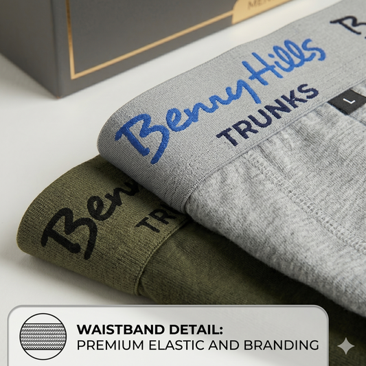 Benny Hills Men’s Cotton Stretch Trunk Underwear - Pack of 5 (Multicolor)