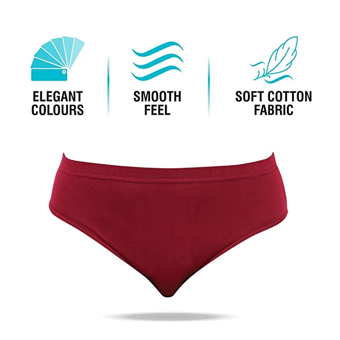 VIP Feelings Women Cotton Plain Inner Elastic Panty Pack of 3, Assorted Colors