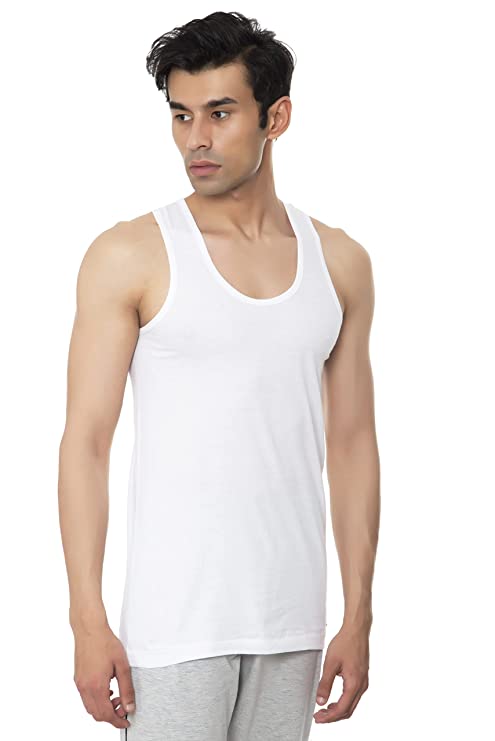 Benny Hills Round Neck White Vest, Pack of 1, White Color