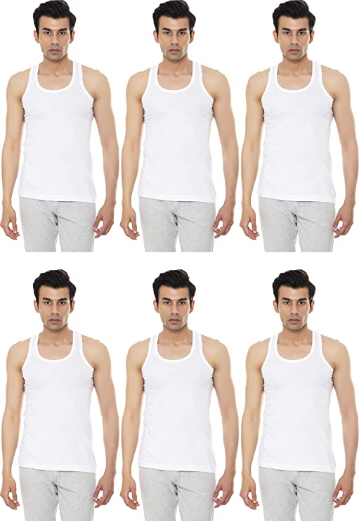 Benny Hills Round Neck White Vest, Pack of 1, White Color