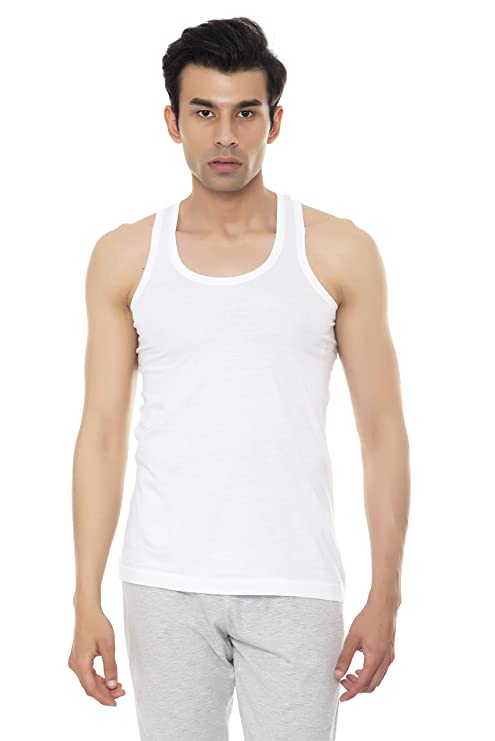 Benny Hills Round Neck White Vest, Pack of 1, White Color
