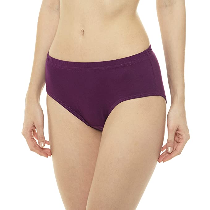 VIP Feelings Women Cotton Plain Inner Elastic Panty Pack of 3, Assorted Colors