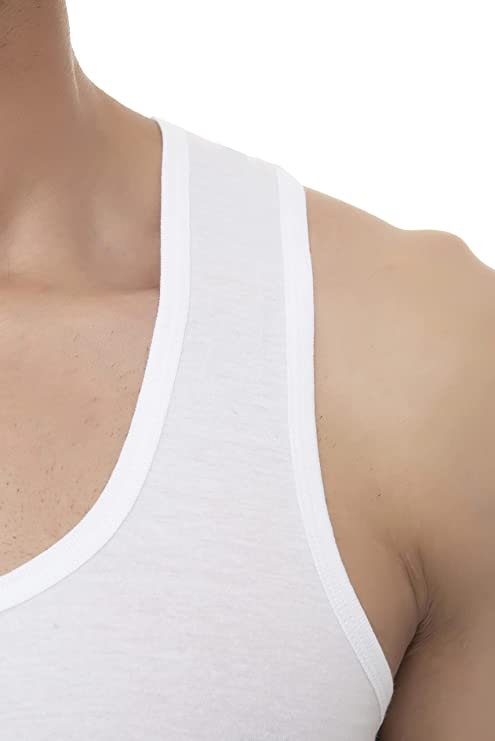 Benny Hills Round Neck White Vest, Pack of 1, White Color