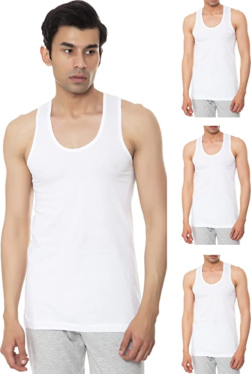 Benny Hills Round Neck White Vest, Pack of 1, White Color
